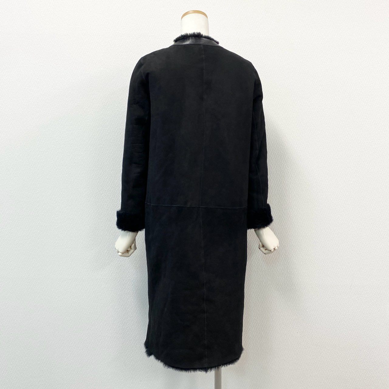65g18 《美品》 KARL DONOGHUE カールドノヒュー ムートンコート S ブラック ラムレザー シープスキン 英国製