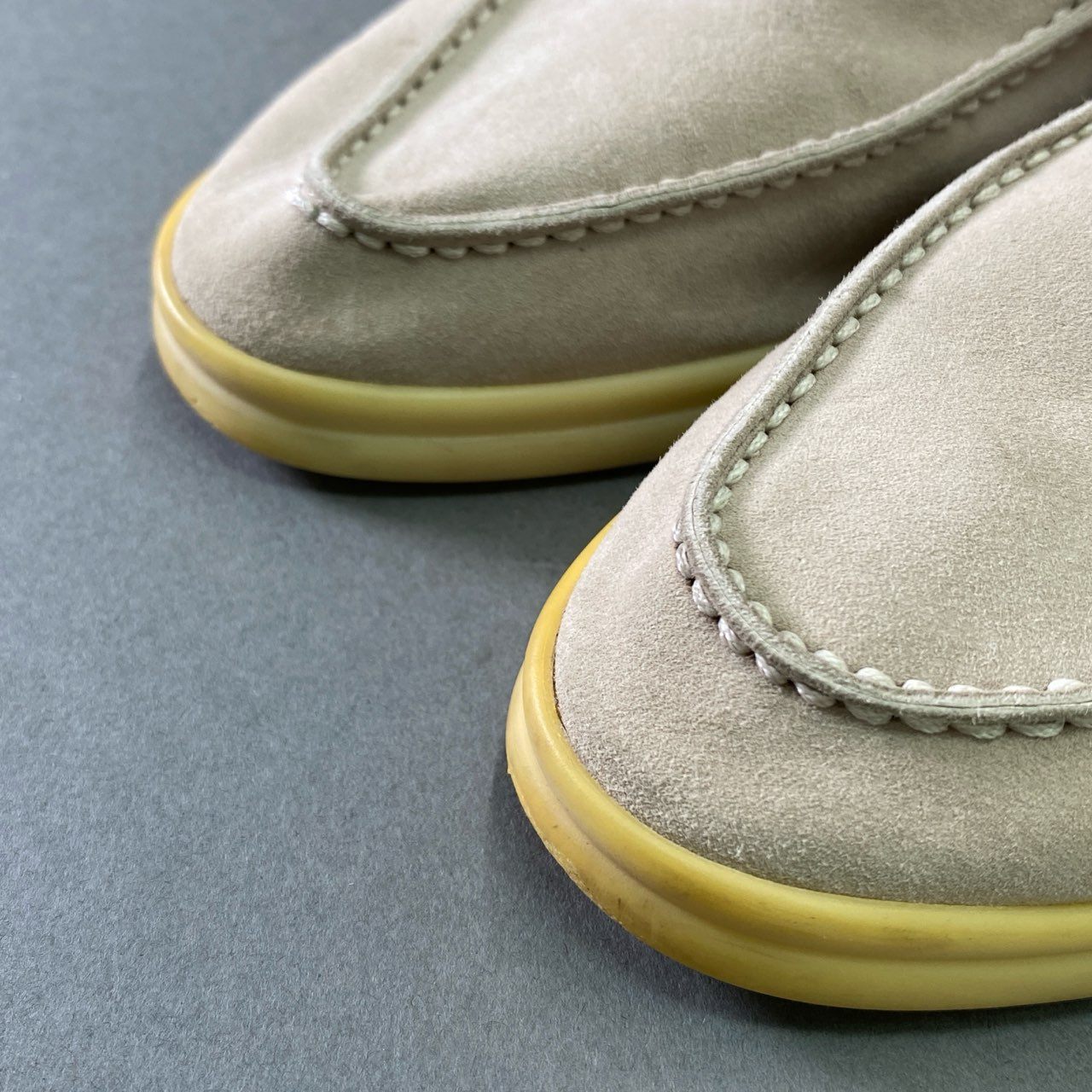 2f23 Loro Piana ロロピアーナ SUMMER WALK サマーチャーム ウォークモカシン シューズ 37 ベージュ レザー スリッポン ローファー 保存袋付き