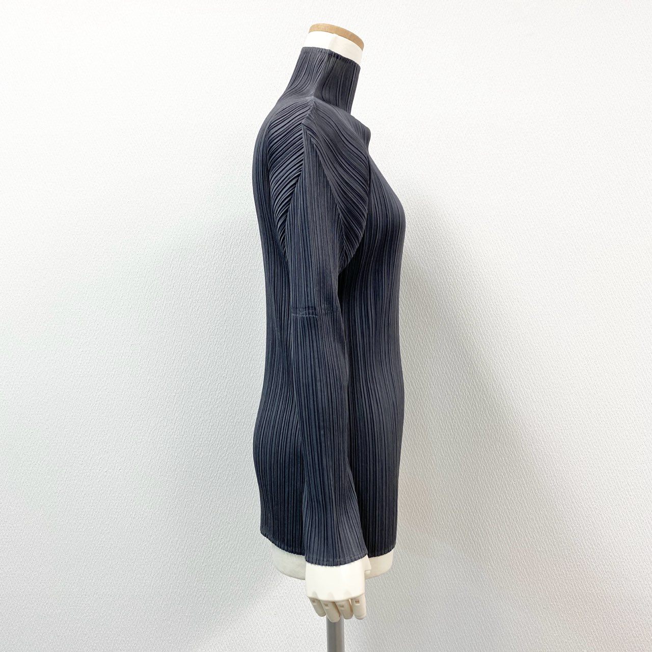 77i8 PLEATS PLEASE ISSEY MIYAKE プリーツプリーズ イッセイミヤケ 日本製 ハイネック 長袖 プリーツカットソー ロングスリーブプルオーバー PP04-JK604 3 グレー レディースo07t