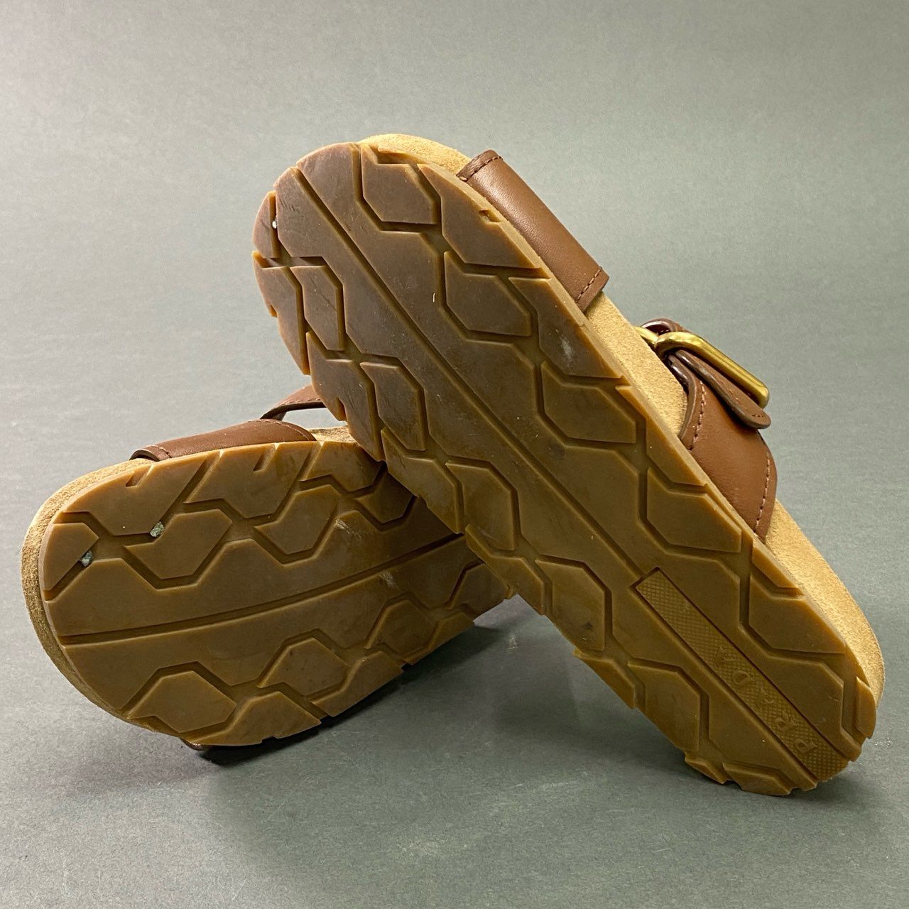 7b7 PRADA プラダ レザーベルト フラットサンダル コンフォートサンダル leather イタリア製 37 ブラウン 本革 レディース