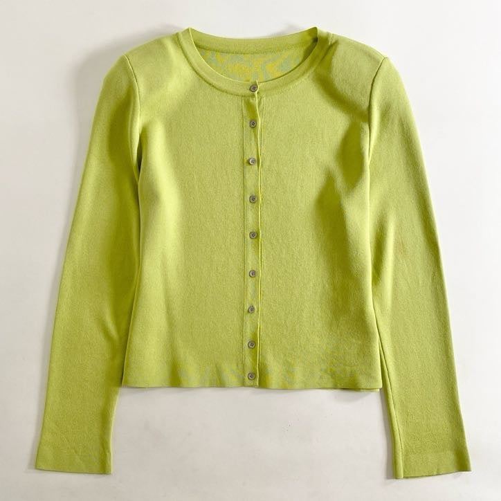 9i4 定価¥63,800 FOXEY フォクシー EVERYDAY CARDIGAN エブリデイ カーディガン 38 ウグイス ショート丈 日本製