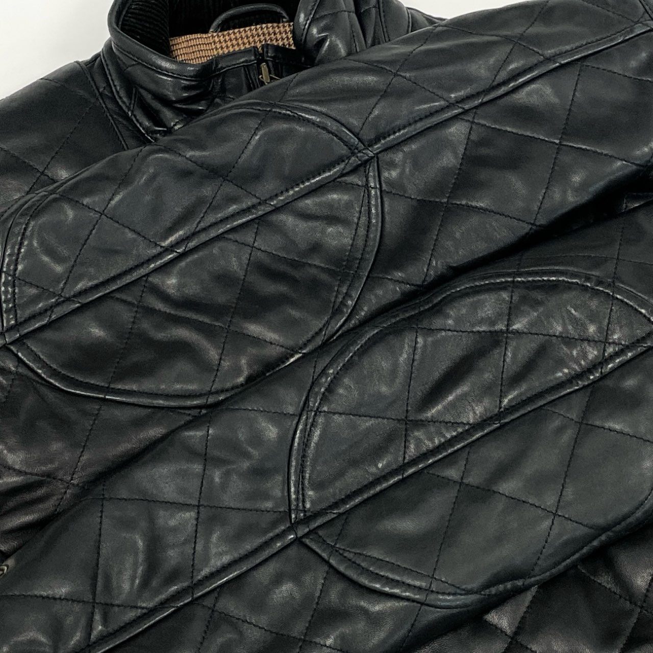 78i10 Polo by Ralph Lauren ポロ ラルフローレン シングルライダース レザージャケット 中綿キルティング ポニー刺繍ジップ M ブラック 羊革 メンズ 男性用k02i