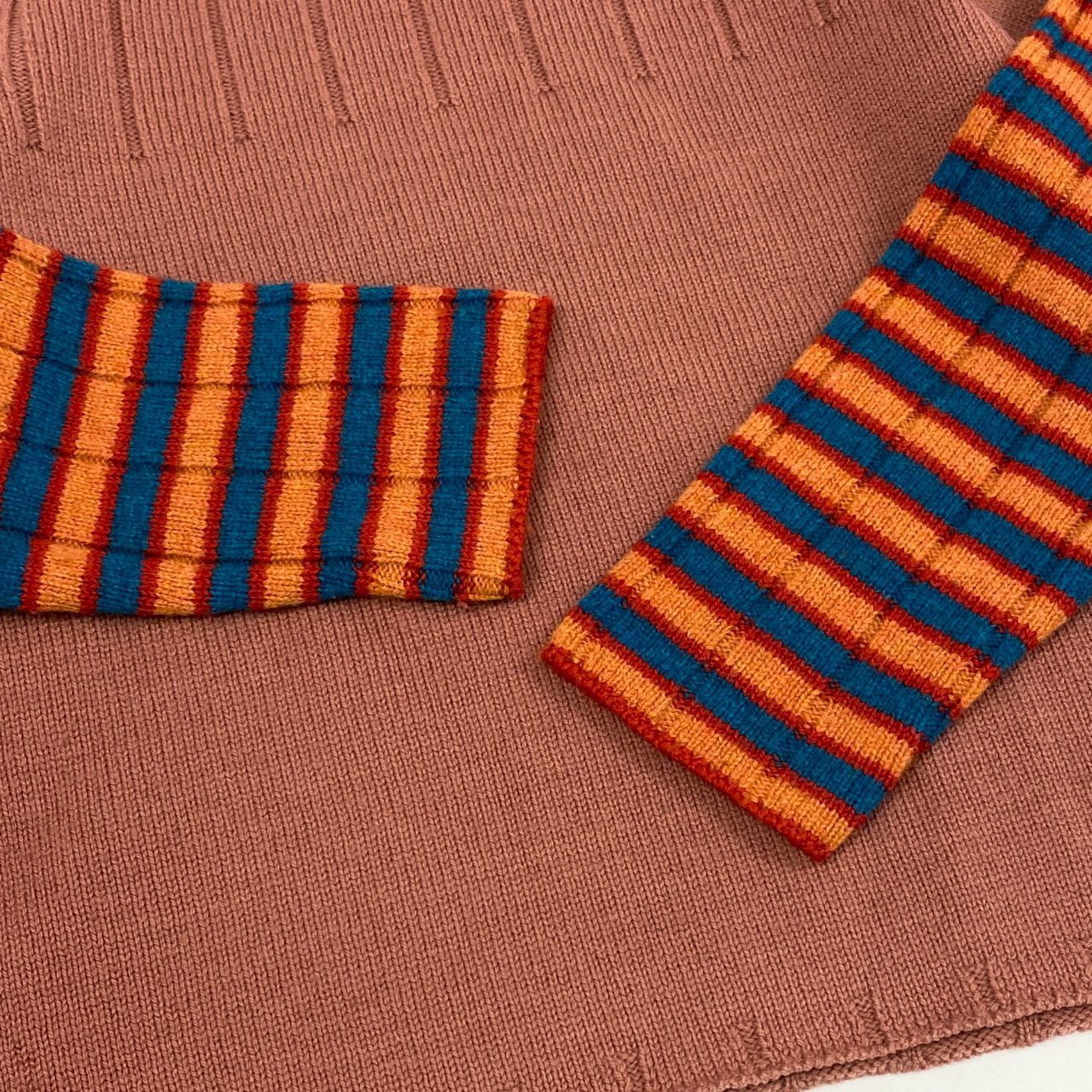 13h29 DRIES VAN NOTEN ドリスヴァンノッテン 長袖ニット ハイネックニット ロングスリーブ ボーダー 3351-6013 Mサイズ オレンジ系 マルチカラー レディース 女性用u02t