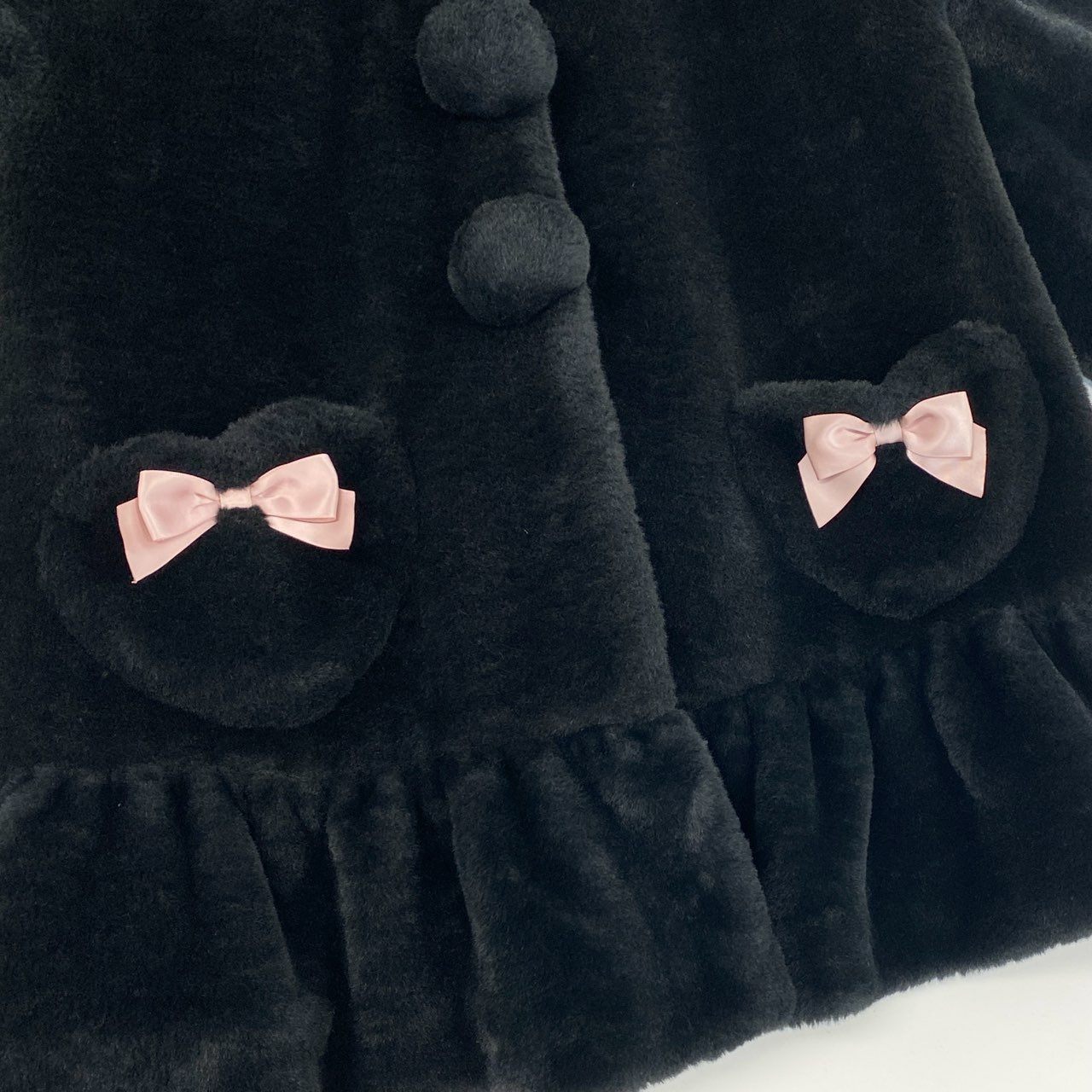 18f20 SECRET HONEY シークレットハニー うさ耳 リボンファーコート 2 ブラック バニー ボア うさぎ ゴシック