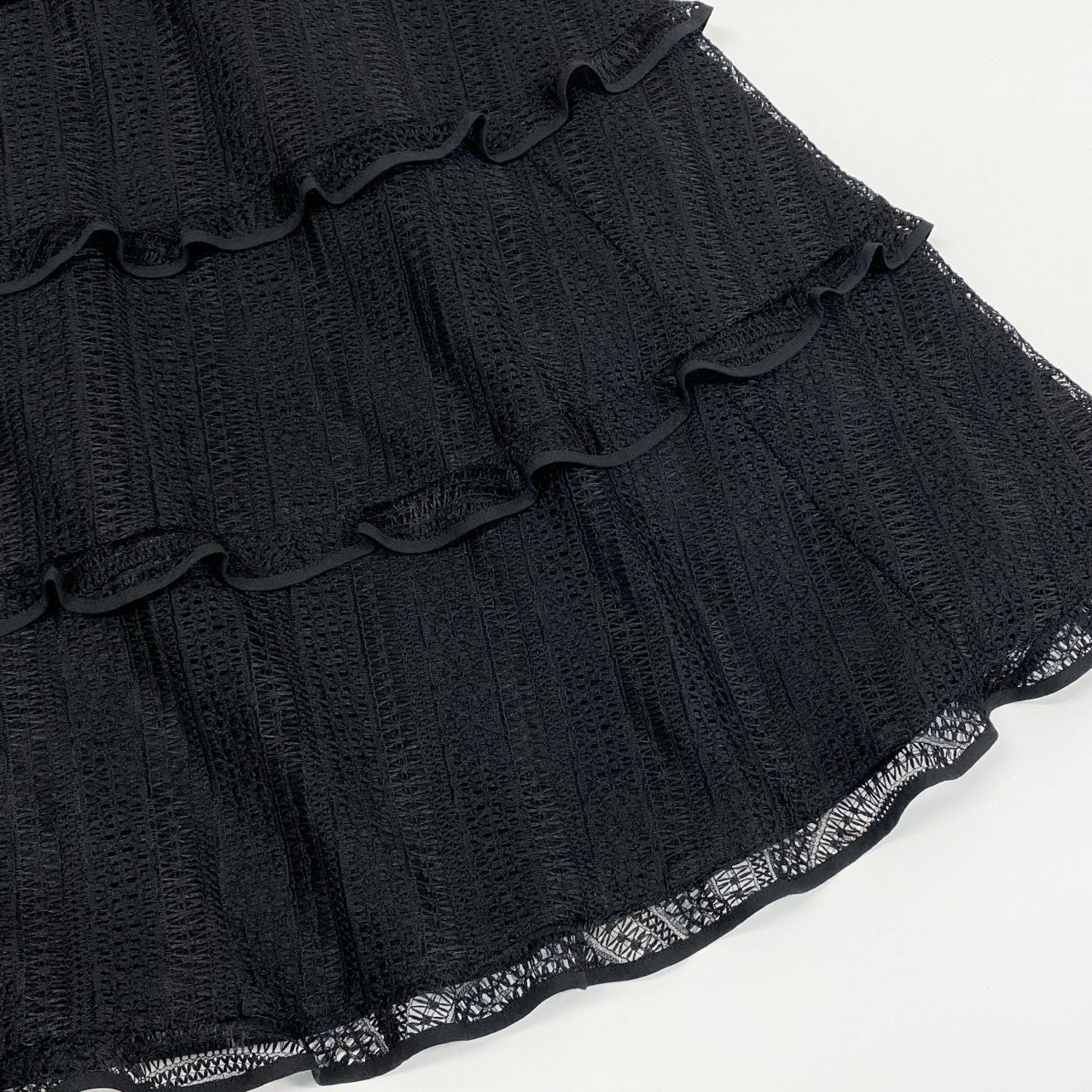 54l25 1《美品》 ADEAM アディアム フォクシー 42794 ハイビスカススカート ロングスカート ティアード サイズ0 ブラック ポリエステル100% レディース 日本製