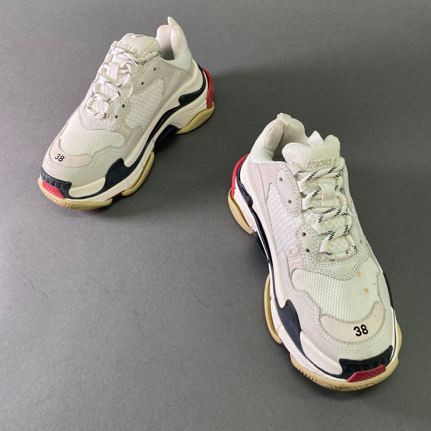 8l25 BALENCIAGA バレンシアガ TRIPLE S トリプルエス ダッドスニーカー 25cm ホワイト ロゴ刺繍 シューズ