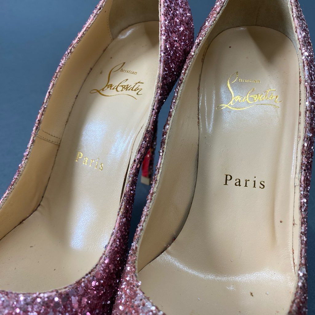 4d21 Christian Louboutin クリスチャン ルブタン グリッター パンプス ハイヒール 36 ピンク ラメ 結婚式 セレモニー パーティ