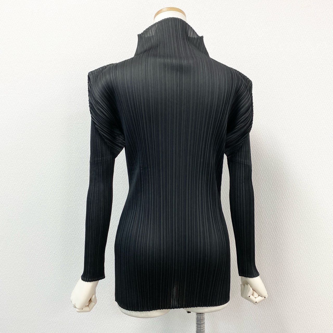 42h22 PLEATS PLEASE プリーツプリーズ イッセイミヤケ 変形カットソー トップス ハイネック PP04-JK604 サイズ3 ブラック ポリエステル レディースu02t