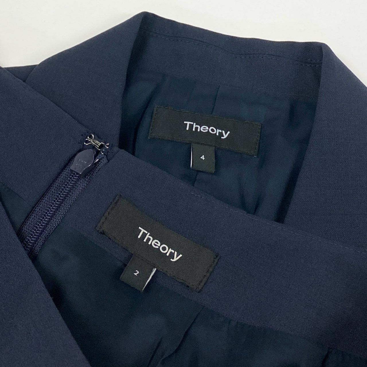 86f24 【美品】 Theory セオリー セットアップスーツ スカート フォーマル テーラードジャケット レディース 女性用 ジャケット4/スカート2 ダークネイビー