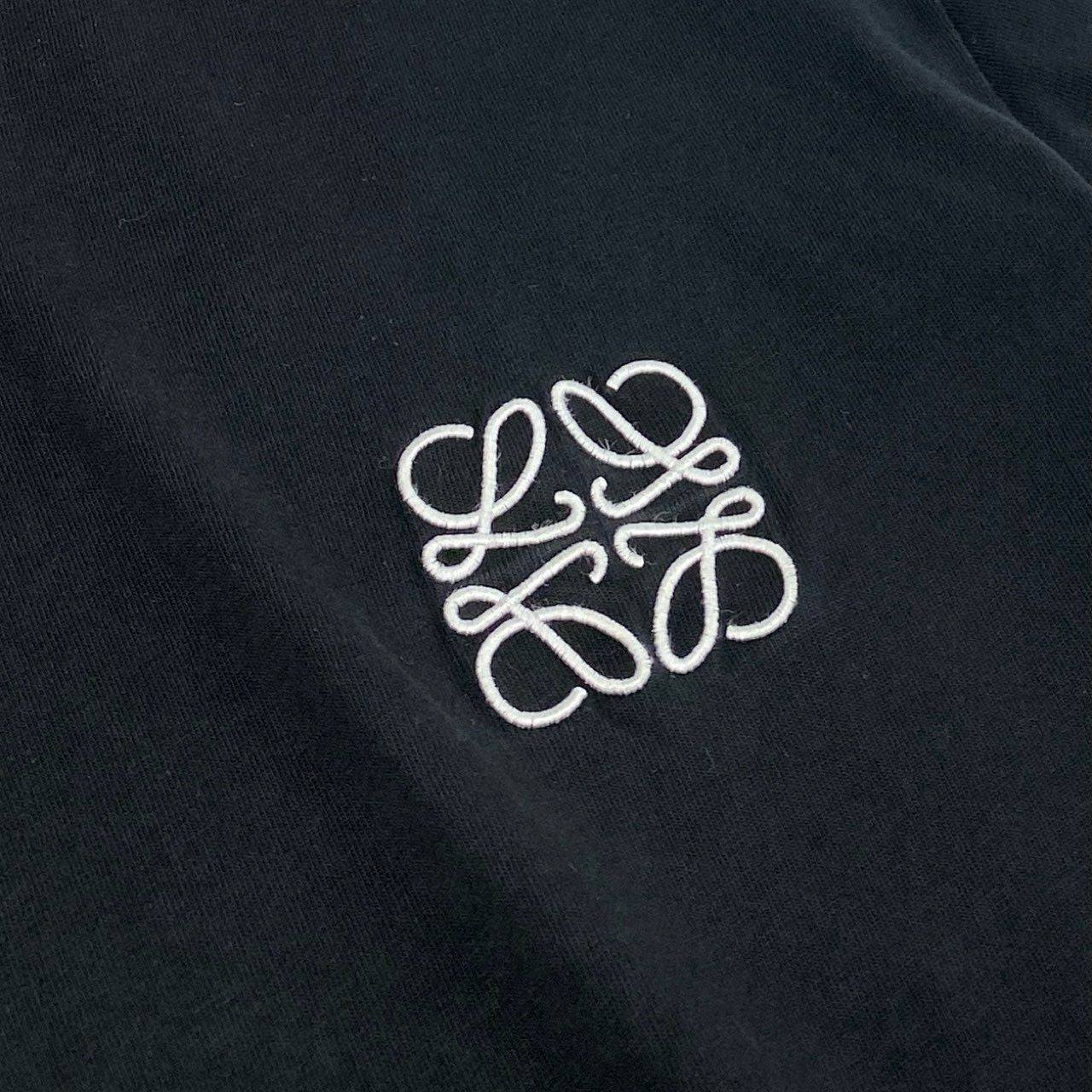 31f14 LOEWE ロエベ アナグラム刺繍 クルーネック Tシャツ 半袖カットソー トップス 大きいサイズ 1720930 H526341XAI XLサイズ ブラック コットン