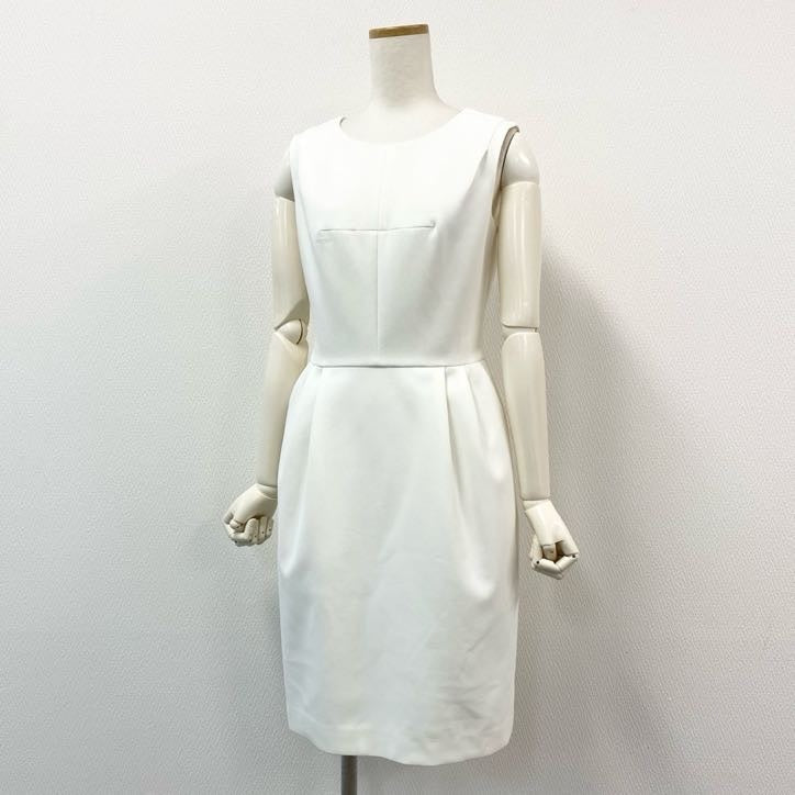64g24 Rene ルネ ノースリーブワンピース ドレス タックフレア ウエスト切替 レディース 女性用 5616290 36 ホワイト ポリエステル100%_
