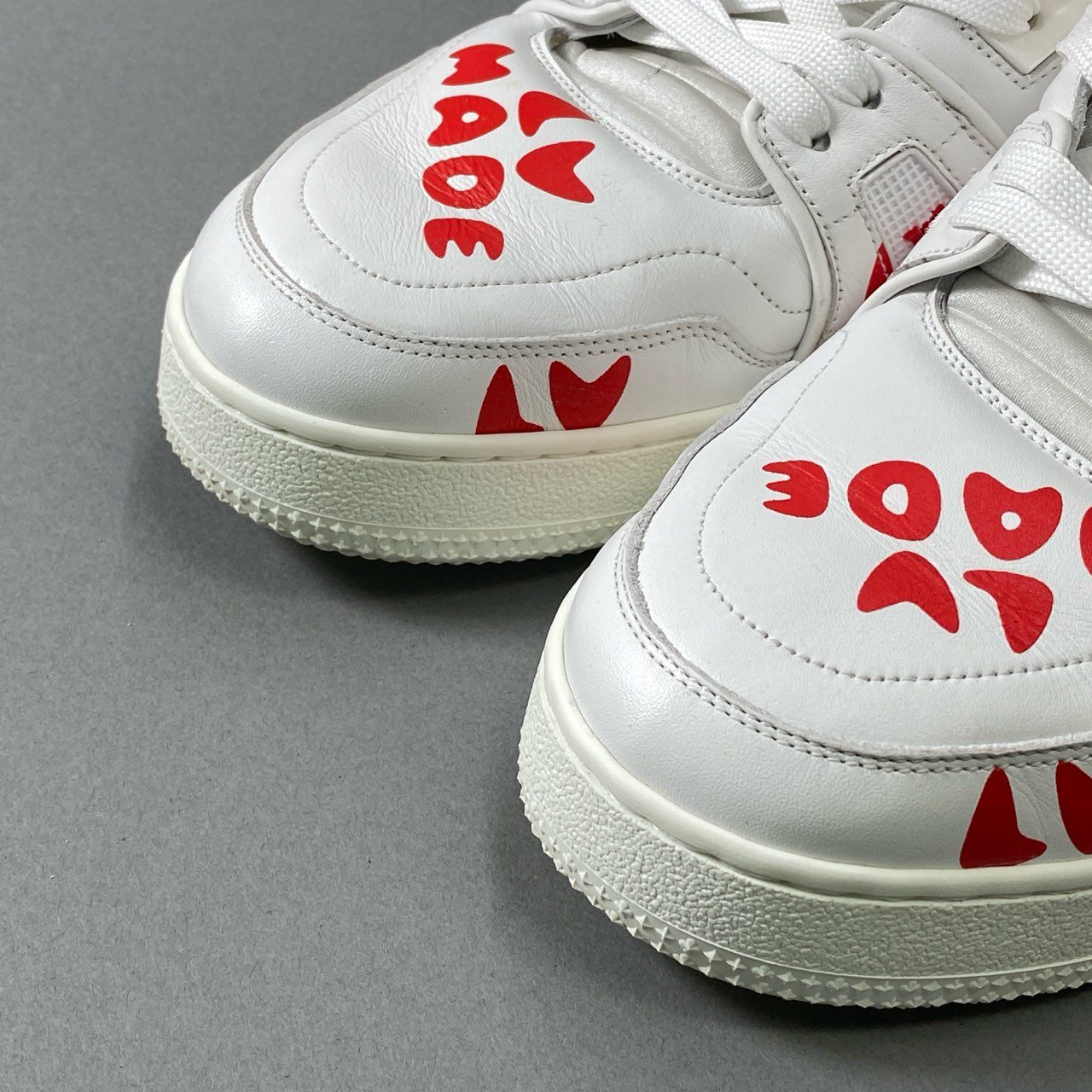 1i4 《美品》 LOUIS VUITTON ルイヴィトン × NIGO LV トレイナー ライン スニーカー 7 ホワイト レッド シューズ 紳士靴t18r