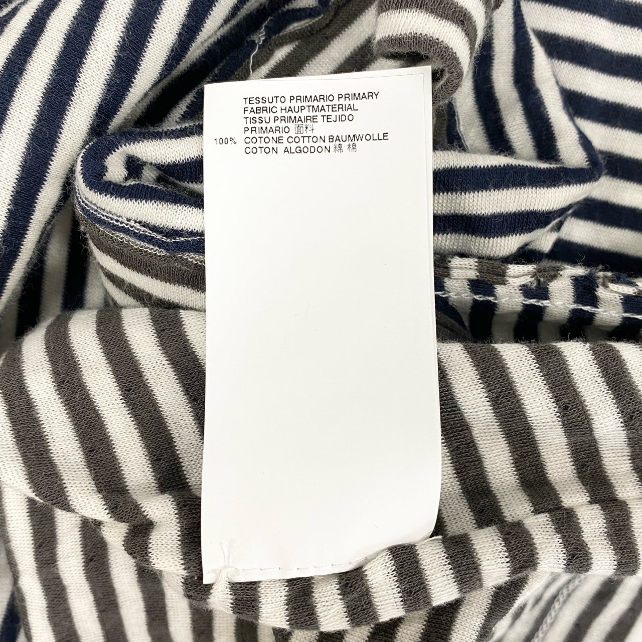 78i10 《未使用品》 タグ付 Maison Margiela メゾンマルジェラ イタリア製 ボーダー柄半袖カットソー Tシャツ クルーネック S30GC0447 46 ホワイト ブルー ブラウン コットン メンズk02i