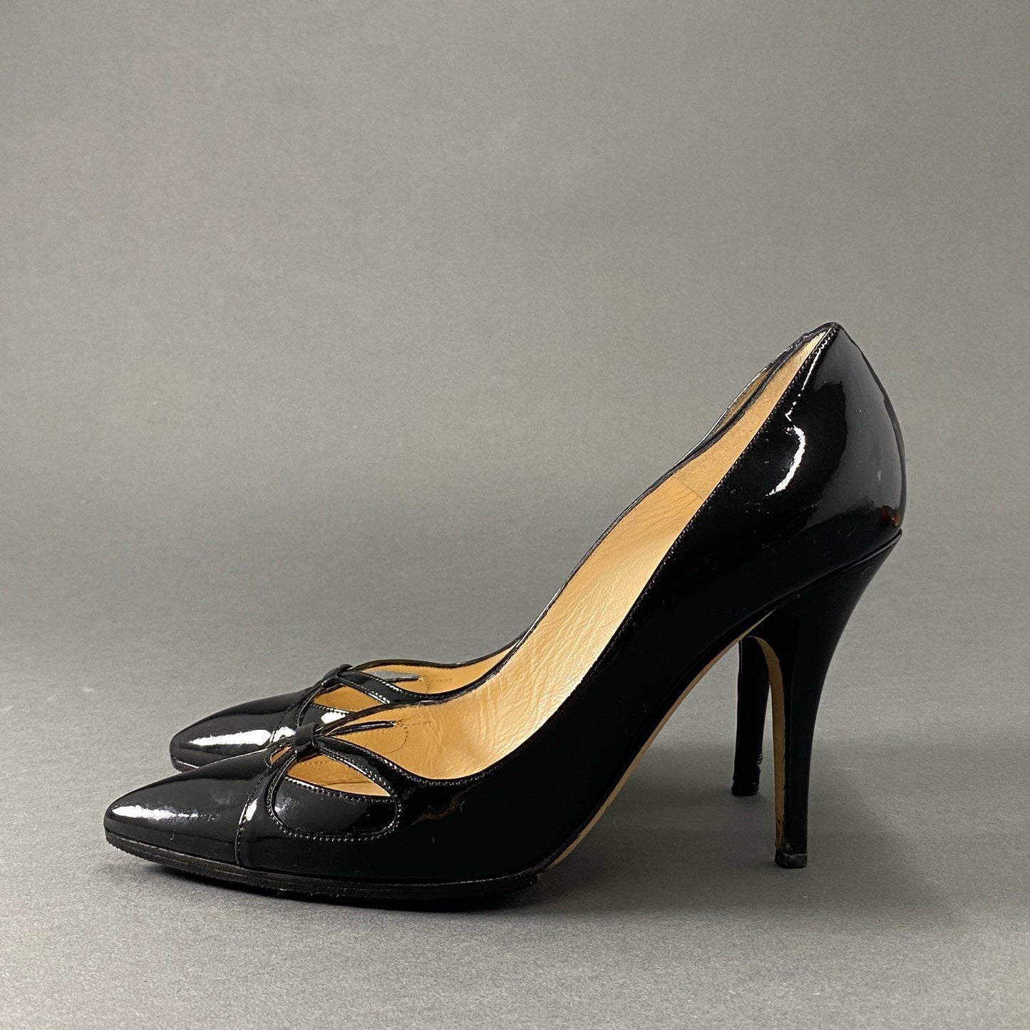 3d10 JIMMY CHOO ジミーチュウ パテントレザー ヒールパンプス 37 ブラック ハイヒール シューズ イタリア製 レディース 婦人靴 靴