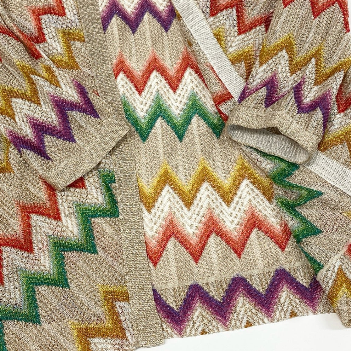 59e7 【イタリア製】MISSONI ミッソーニ ラメ入り 薄手ニットカーディガン サマーニット 羽織 サイズ38 マルチカラー レディース 女性用 春夏トップス