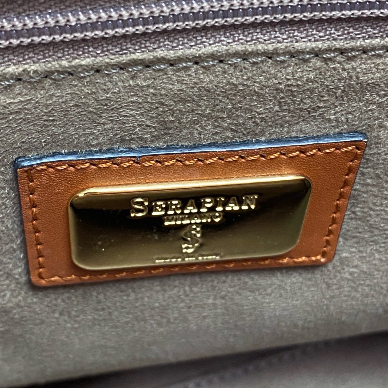 Ac6 SERAPIAN セラピアン 2WAY ハンドバッグ ショルダーバッグ ブラウン Leather カバン イタリア製