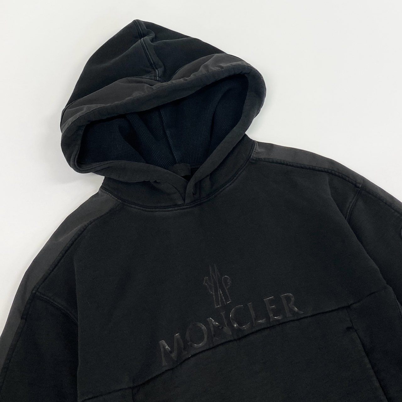 7f11 MONCLER モンクレール FELPA CON ロゴプリント パーカー フーディ プルオーバー G20918G00025 S ブラック コットン
