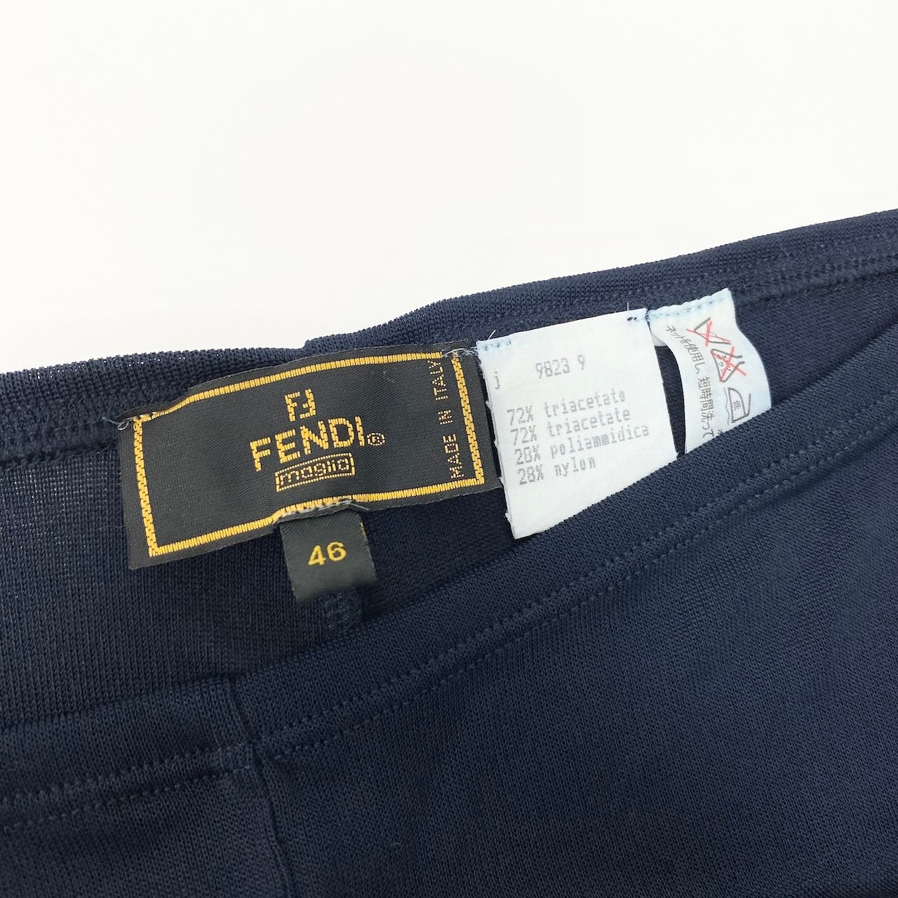 62d5 FENDI フェンディ シースルー リラックスパンツ ブランドロゴ ボトムスパンツ イタリア製 46サイズ ネイビー レディース 女性用u02t
