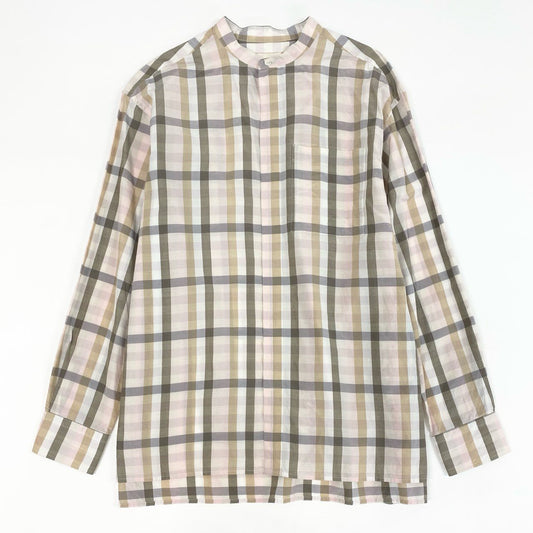 52d10 《美品》 Drawer ドゥロワー スタンドカラーシャツ チェックシャツ 長袖ブラウス トップス サイズ36 マルチカラー コットンシルク レディース ユナイテッドアローズ