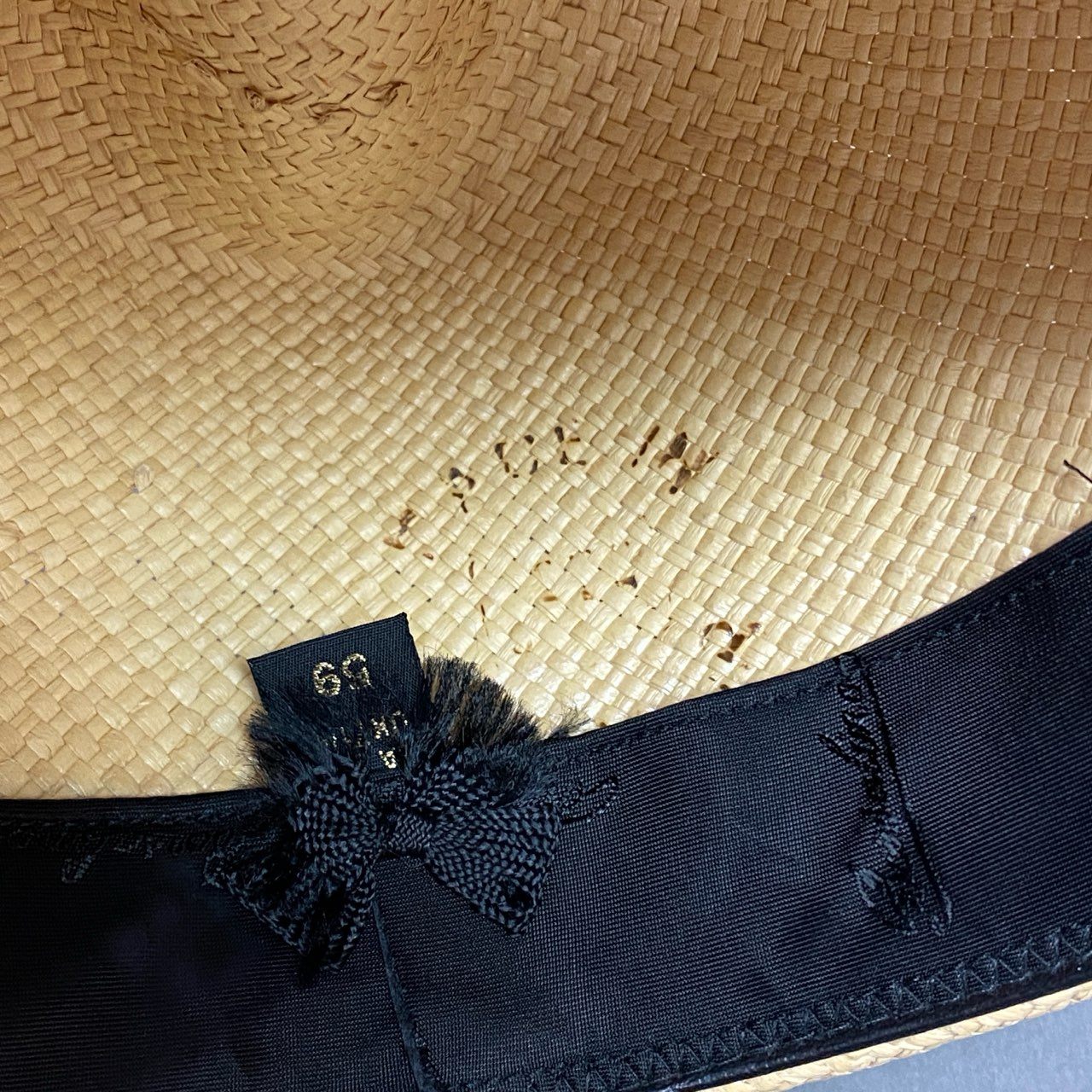 a27 《美品》 Borsalino ボルサリーノ Panama Hat パナマハット 59 ベージュ 藁100% 麦わら帽子 イタリア製