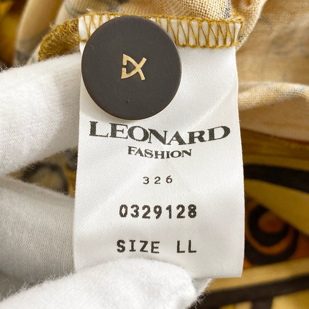 40i20《大きいサイズ》 LEONARD FASHION レオナール ファッション 日本製 長袖カーディガン 羽織 総柄プリント LL オレンジ ウール コットン