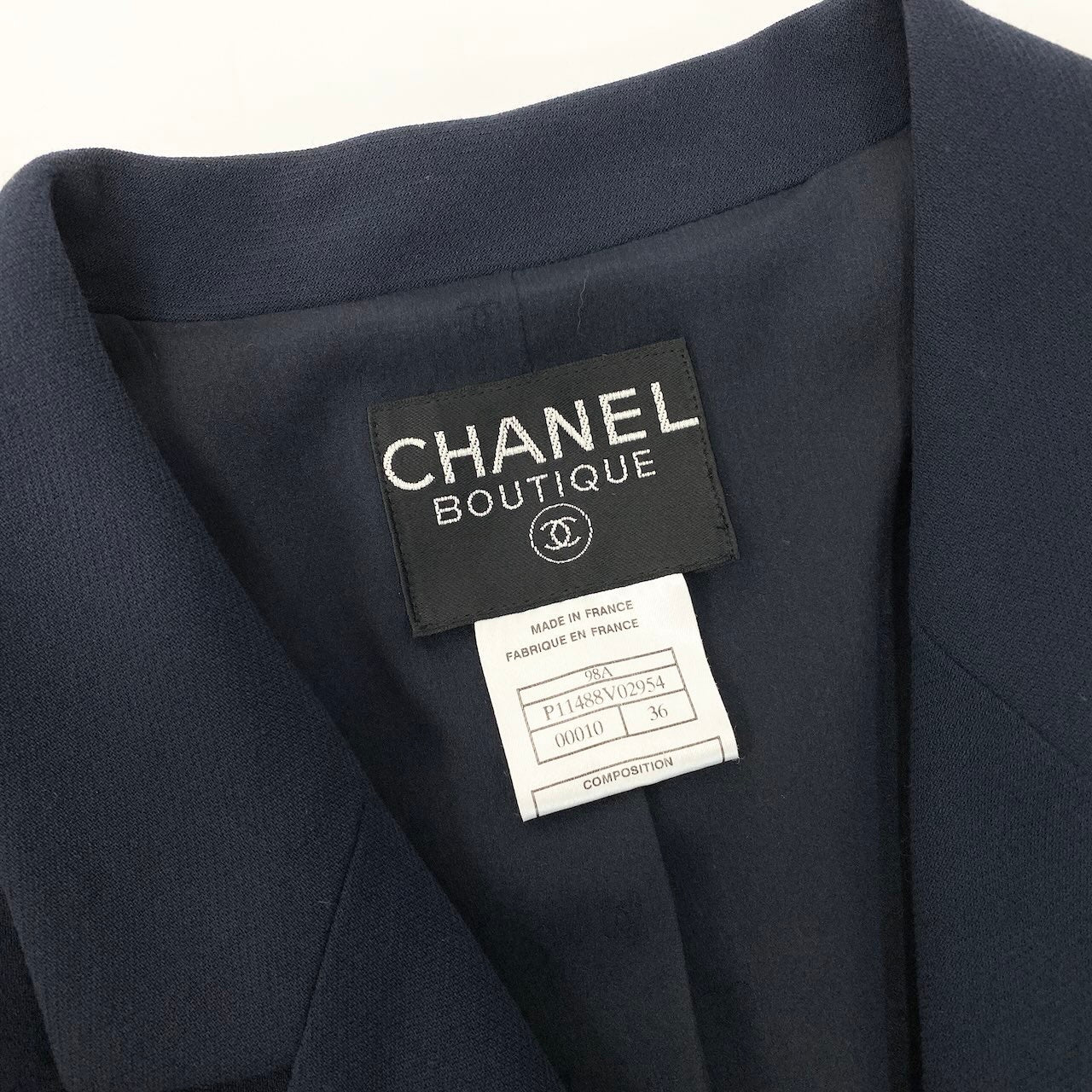C CHANEL シャネル ヴィンテージ 2002 02P スカートセットアップ ジャケット スカート ココマーク P11488V02954 36サイズ ダークネイビー ウール100% レディース 女性用nu1