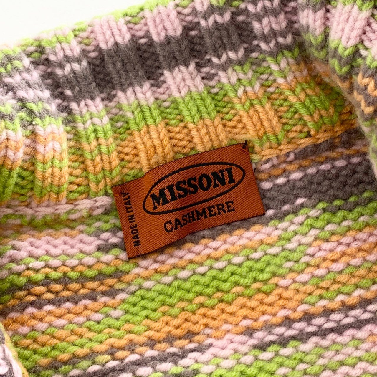 37d22 【美品】 伊製 MISSONI ミッソーニ カシミヤ100%ニット ジャガードニット カシミヤカーディガン 46 マルチカラー レディース 婦人服