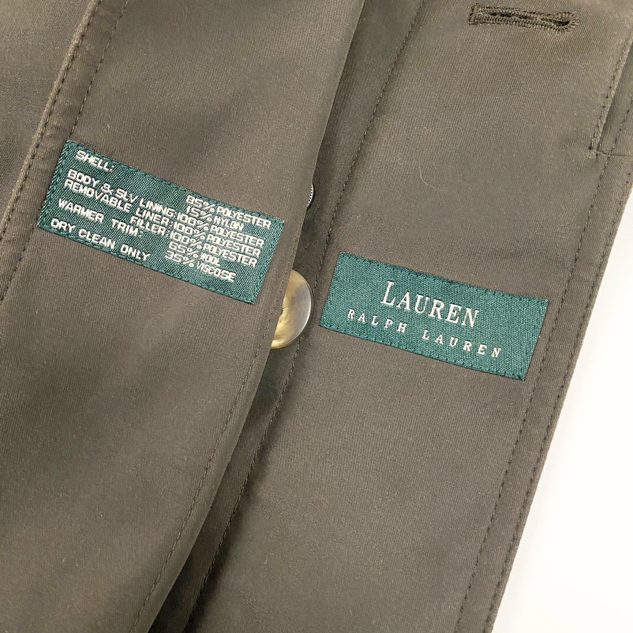 70j15《美品》 LAUREN RALPH LAUREN ローレン ラルフローレン ライナーベスト付き ジャケット 44 カーキ VINTAGE ヴィンテージ アウター キルティング 紳士服t18r