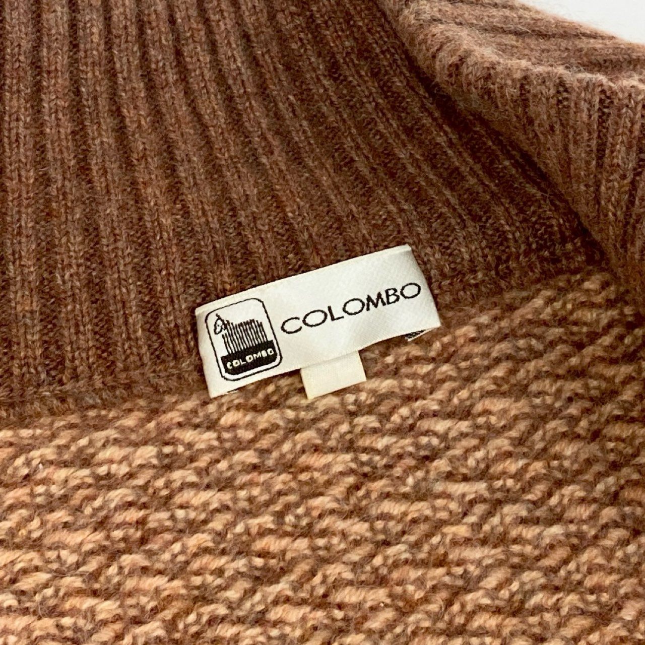 75f24 COLOMBO コロンボ 総カシミヤ ドライバーズニット ジップアップジャケット カーディガン ダブルジップ 大きいサイズ 52 ブラウン系 カシミヤ100% カシミア