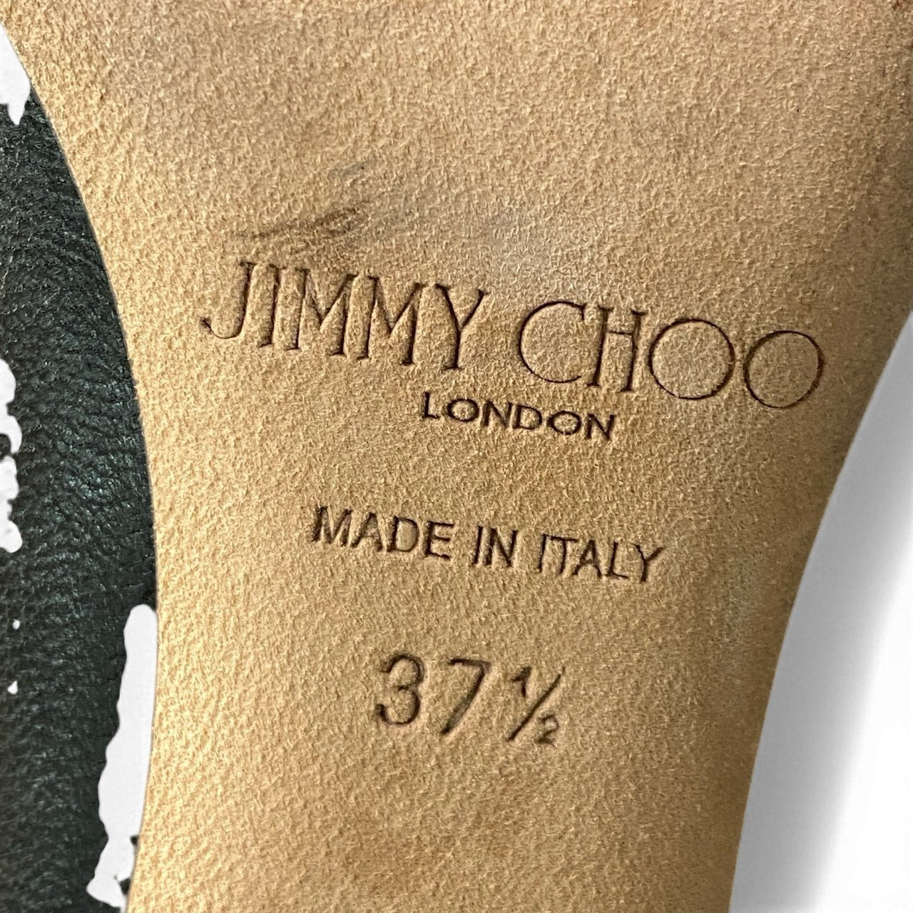 2c24 JIMMY CHOO ジミーチュウ ロゴテープ ポインテッドトゥ パンプス シューズ 37.5 ブラック レザー イタリア製u02t