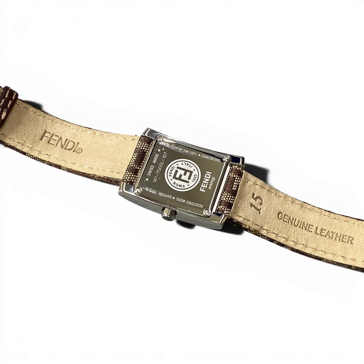 f24 FENDI 腕時計 ズッキーノ スクエア 141-7000L-107 ブラウン系 レザー レディース 女性用k02i
