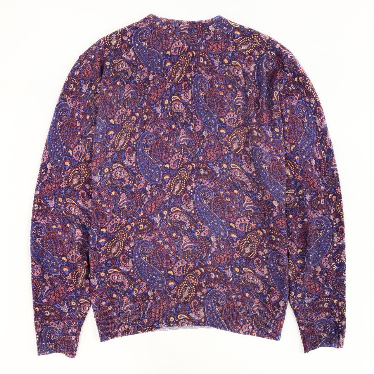 81d4 《美品》 ETRO エトロ ペイズリー 薄手ニットセーター L パープル イタリア製 総柄