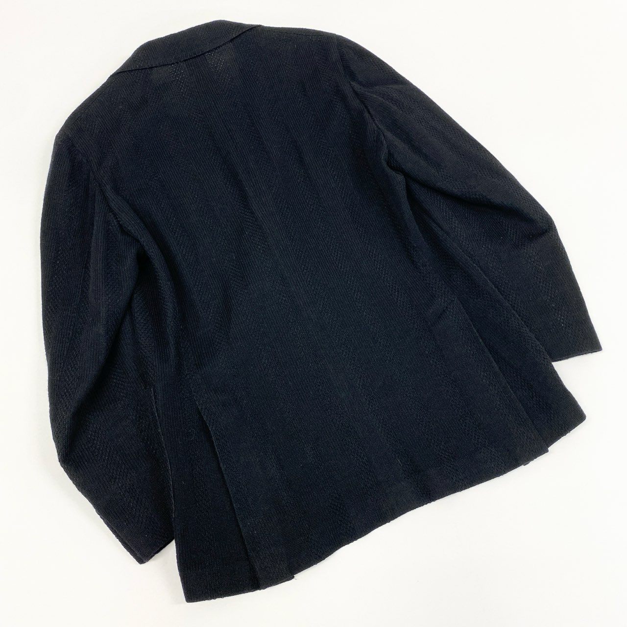45e9 【イタリア製】LARDINI ラルディーニ LIKNIT ブートニエール ジャガード織模様 ニットジャケット テーラードジャケット サイズ44REG ブラック メンズ ブレザー ドレス