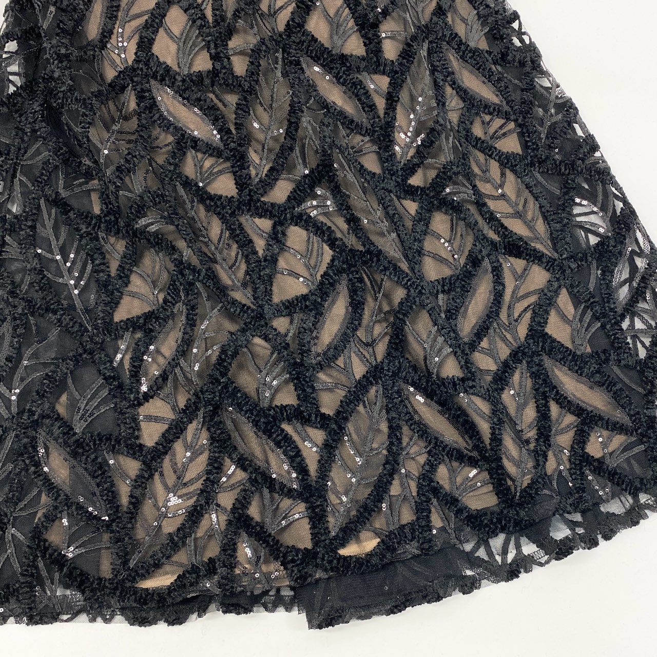 62g18 《現行》定価¥179.300 TADASHI SHOJI タダシショージ ワンショルダー ベルベットロングドレス CGT23478LJ 0 ブラック シェニール スパンコール刺繍 ワンピース