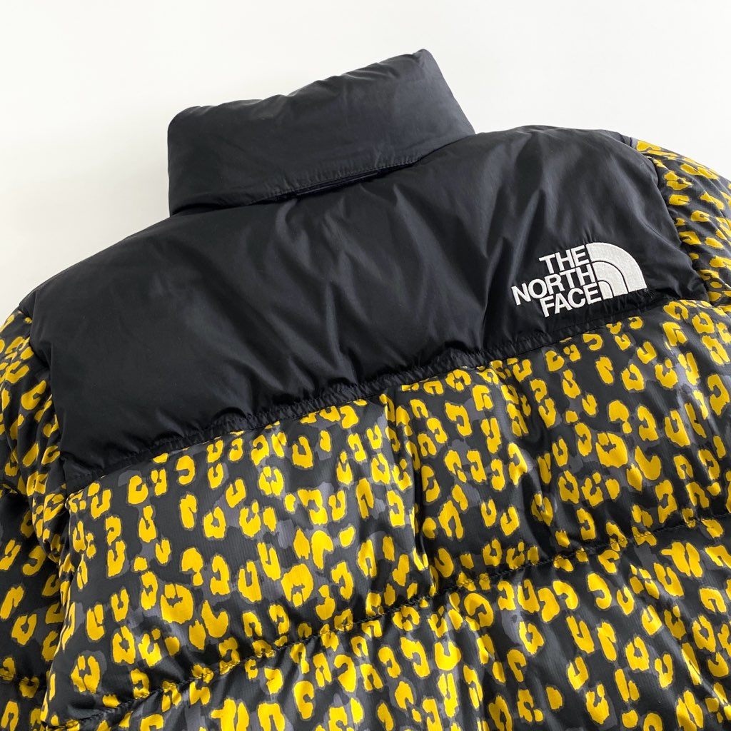 74g3 《美品》 THE NORTH FACE ノースフェイス NDW92234 ノベルティ ショートヌプシ ダウンジャケット サイズS ブラック×イエロー レオパード ナイロン100% レディース