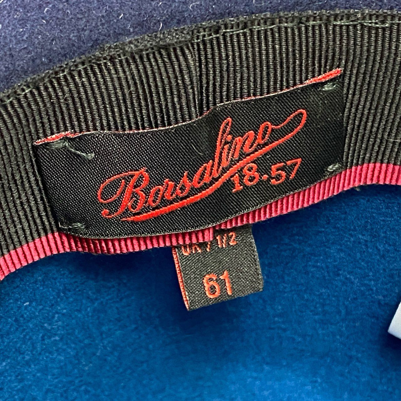 b17 Borsalino ボルサリーノ イタリア製 ウールフェルトハット 61 ブルー ネイビー リボン 帽子