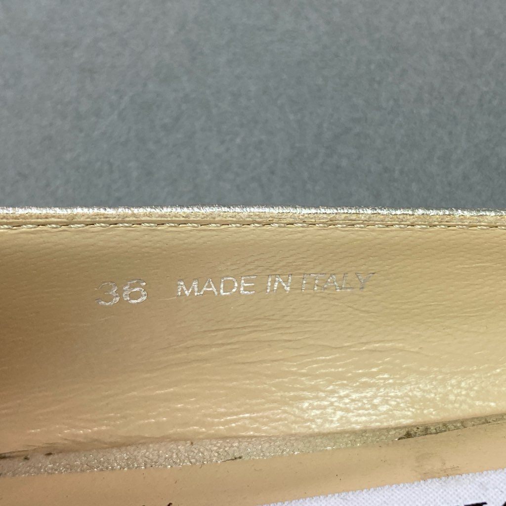 3d7 JIMMY CHOO ジミーチュウ フラットシューズ バレエシューズ メタリック ビジューバックル パンプス ラウンドトゥ 36 シルバー