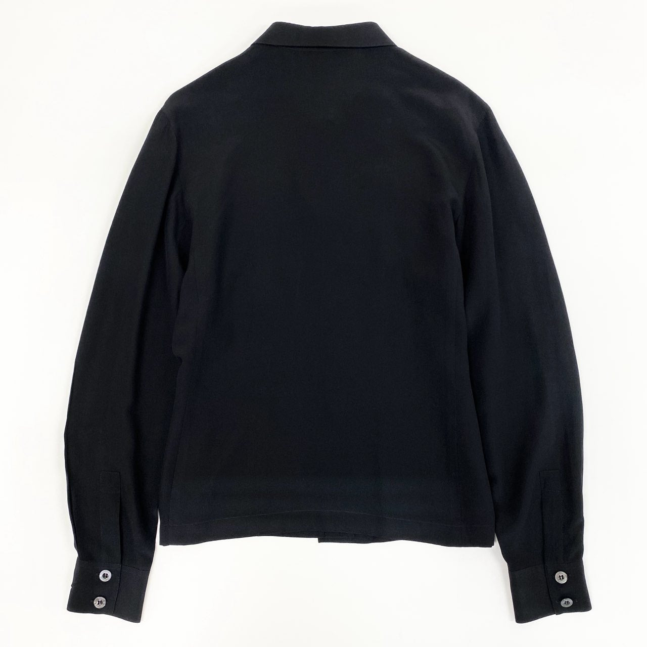 13f7 CHANEL シャネル 総シルク シェルボタン 長袖ブラウス シャツ ロングスリーブ 紙タグ VINTAGE 42 ブラック シルク100%