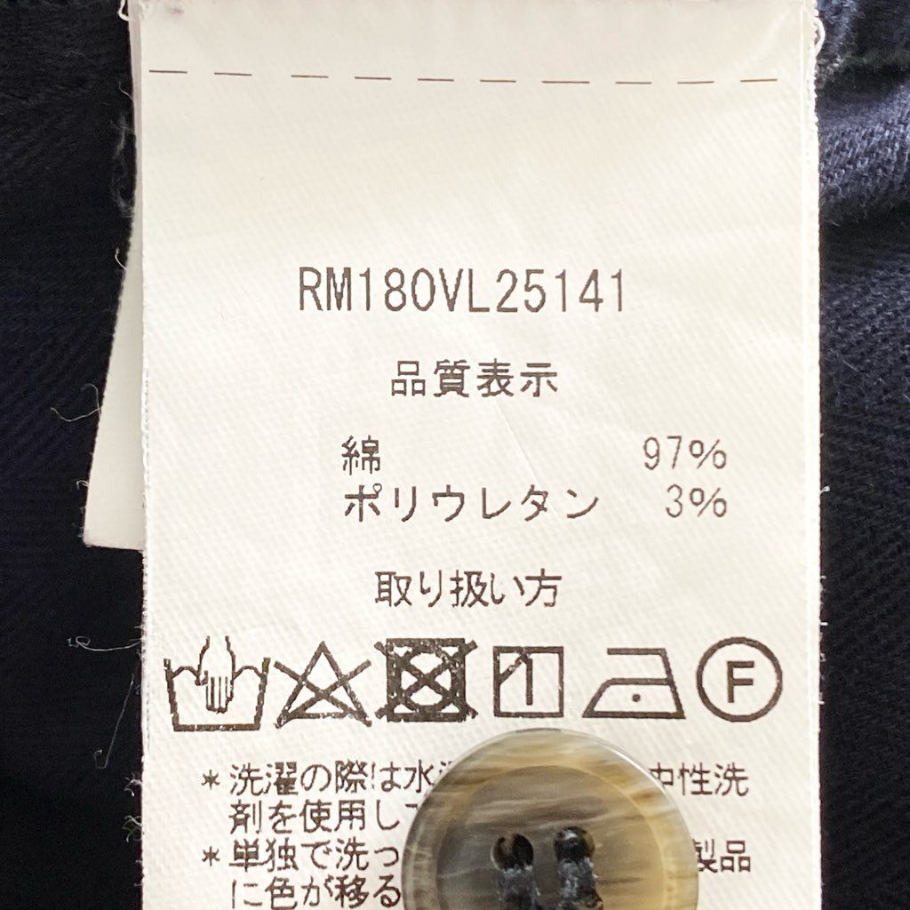 9e21 イタリア製 RICCARD METHA リカルドメッサ VELVET 1TUCK WIDE TROUSERS ベルベット ワンタック ワイドトラウザーパンツ ボトムス RM180VL25141 44 ブラック コットン