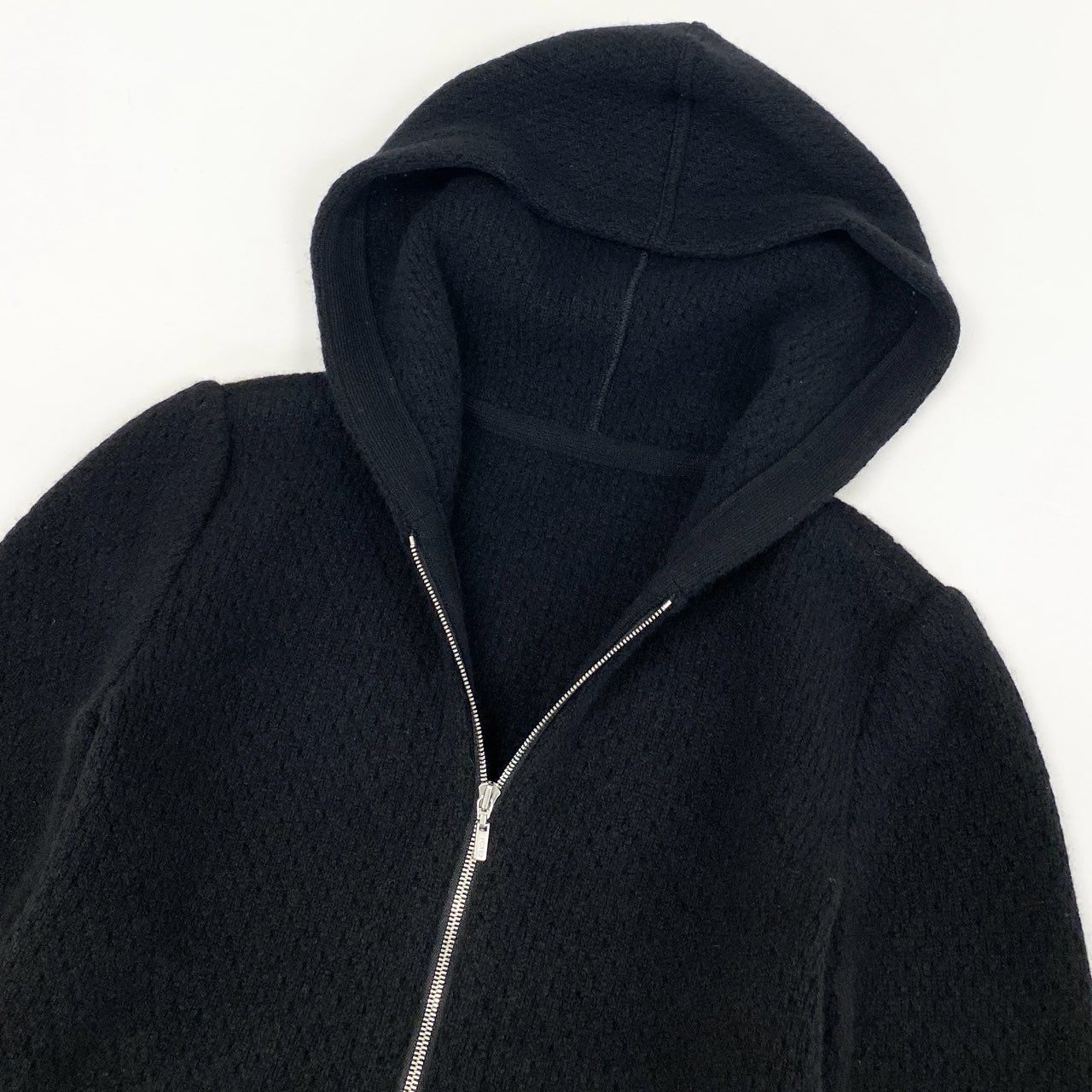 8h4 FOXEY フォクシー ダブルジップ カシミヤニットパーカー SEA BREEZE PARKA サイズ38 ブラック レディース カシミアk02i