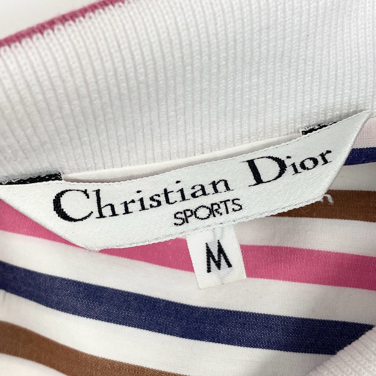 42a23 Christian Dior クリスチャンディオール 半袖シャツ トップス エンブレム刺繍 M マルチカラー ストライプ レディースu02t