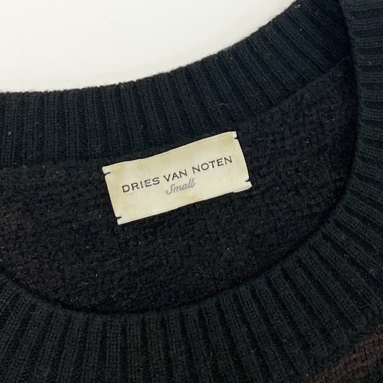 58i11 DRIES VAN NOTEN ドリスヴァンノッテン ニットセーター クルーネックニット 長袖ニット フラワーモチーフ メンズ 男性用 S ブラウン ブラックu02t
