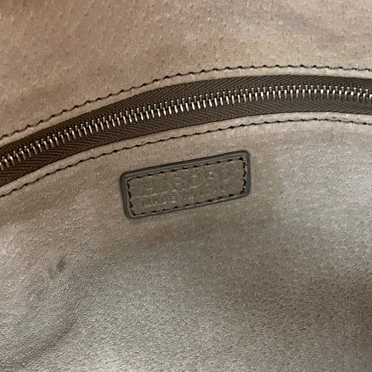 Cj28 定価¥96,800 HIROFU ヒロフ ペルーシェ レザーハンドバッグ グレー ソフトバケッタ Leather フォーマル イタリア製