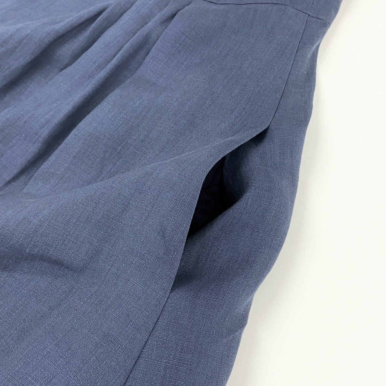 76k20 《 20周年 限定品 》 FOXEY フォクシー GINZA 20TH Soleil ソレイユ ドレス リネンワンピース 38278 40 ブルー 日本製