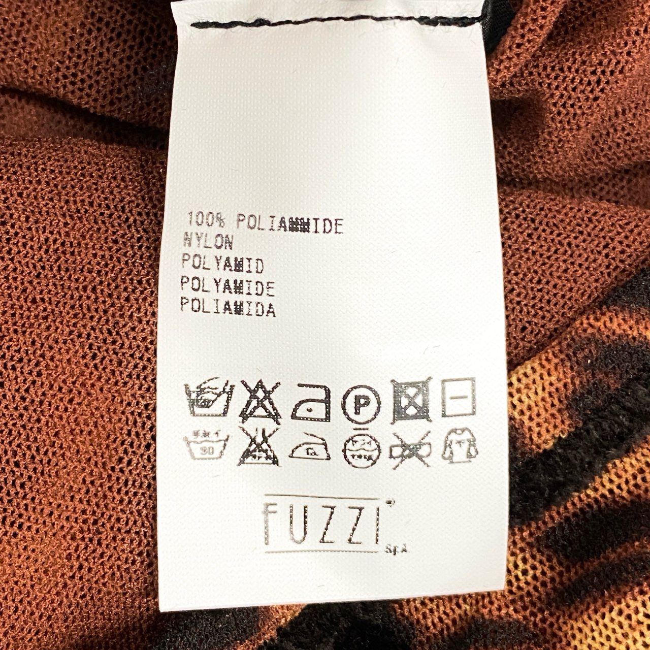 75f24 Jean Paul Gaultier ジャンポールゴルチエ パワーネット フロッキー レオパードプリント カットソー スカート セットアップ イタリア製 Lサイズ ブラウン系