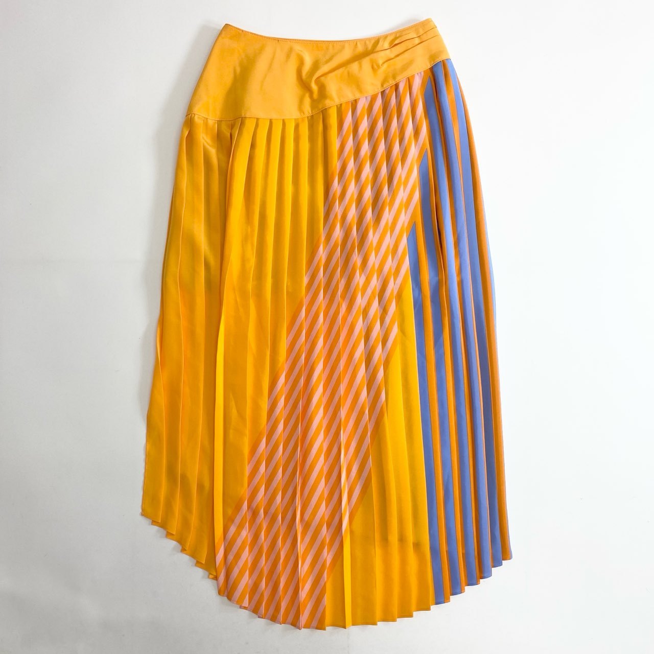 2c24 《未使用》 AKIRA NAKA アキラナカ PLEATS SKIRT プリーツスカート 1 オレンジ ストライプ 日本製 タグ付き 夏