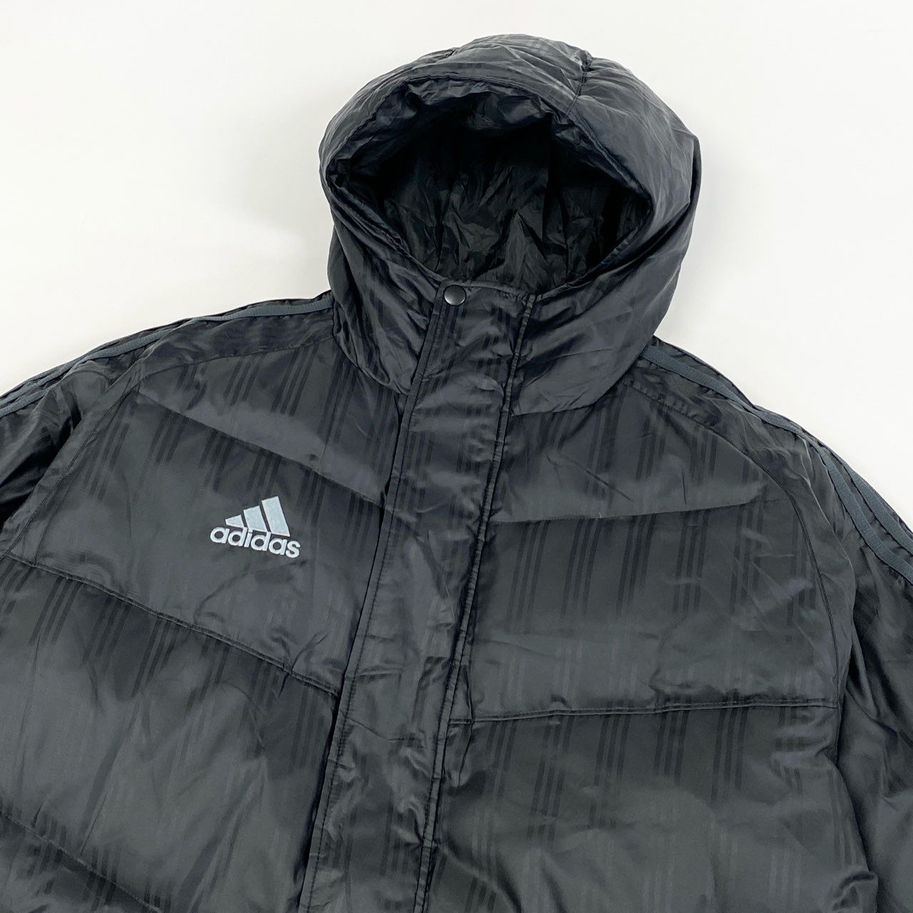 13h29 adidas アディダス ロングダウンコート ベンチコート ダウンジャケット フーディ Mサイズ ブラック メンズ 男性用u02t