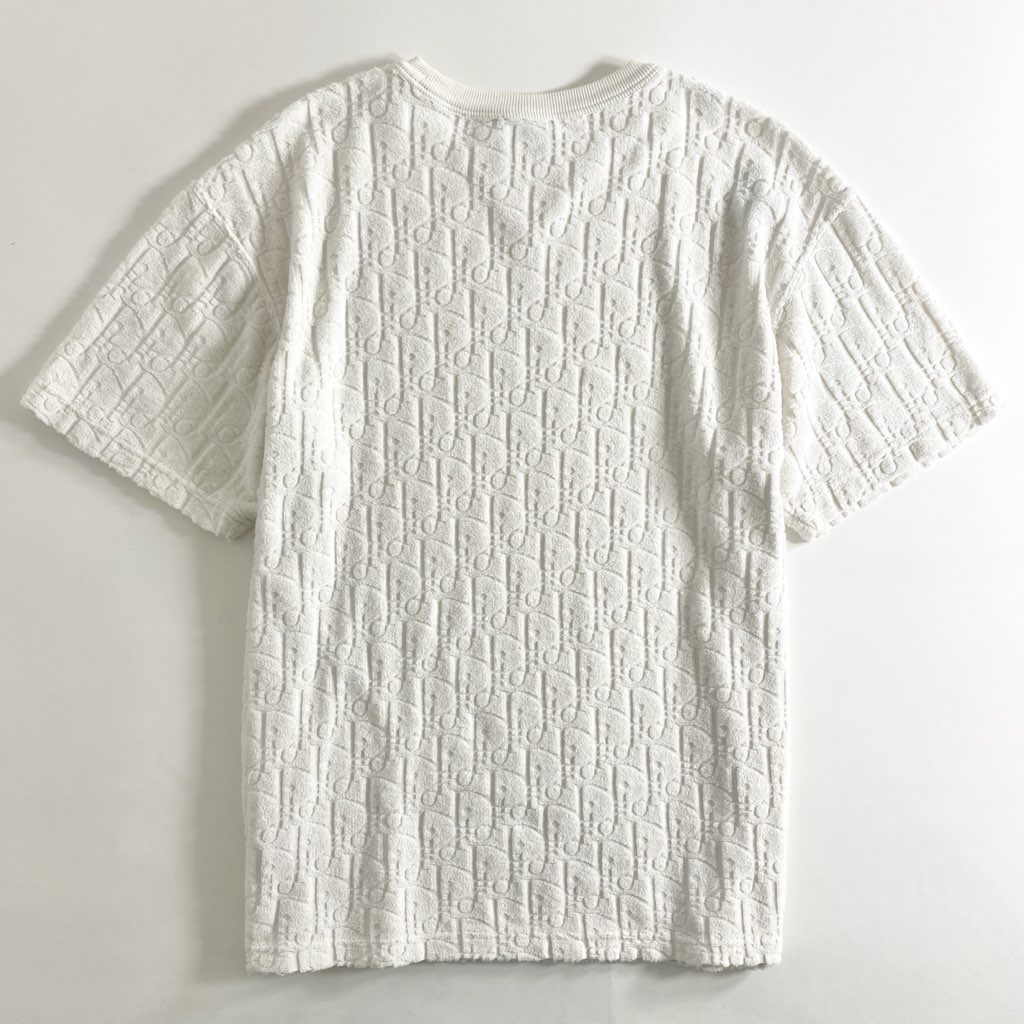 13e22 Dior HOMME ディオールオム オブリーク ジャガード Tシャツ カットソー ショートスリーブ イタリア製 パイル地 113J692A0614 Sサイズ ホワイト コットン