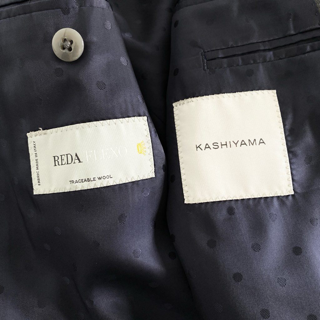 68g9 KASHIYAMA オンワード樫山 REDA レダ 2ボタン シングルスーツ 3ピース セットアップ サイズS相当 グレー 無地 メンズ 男性用