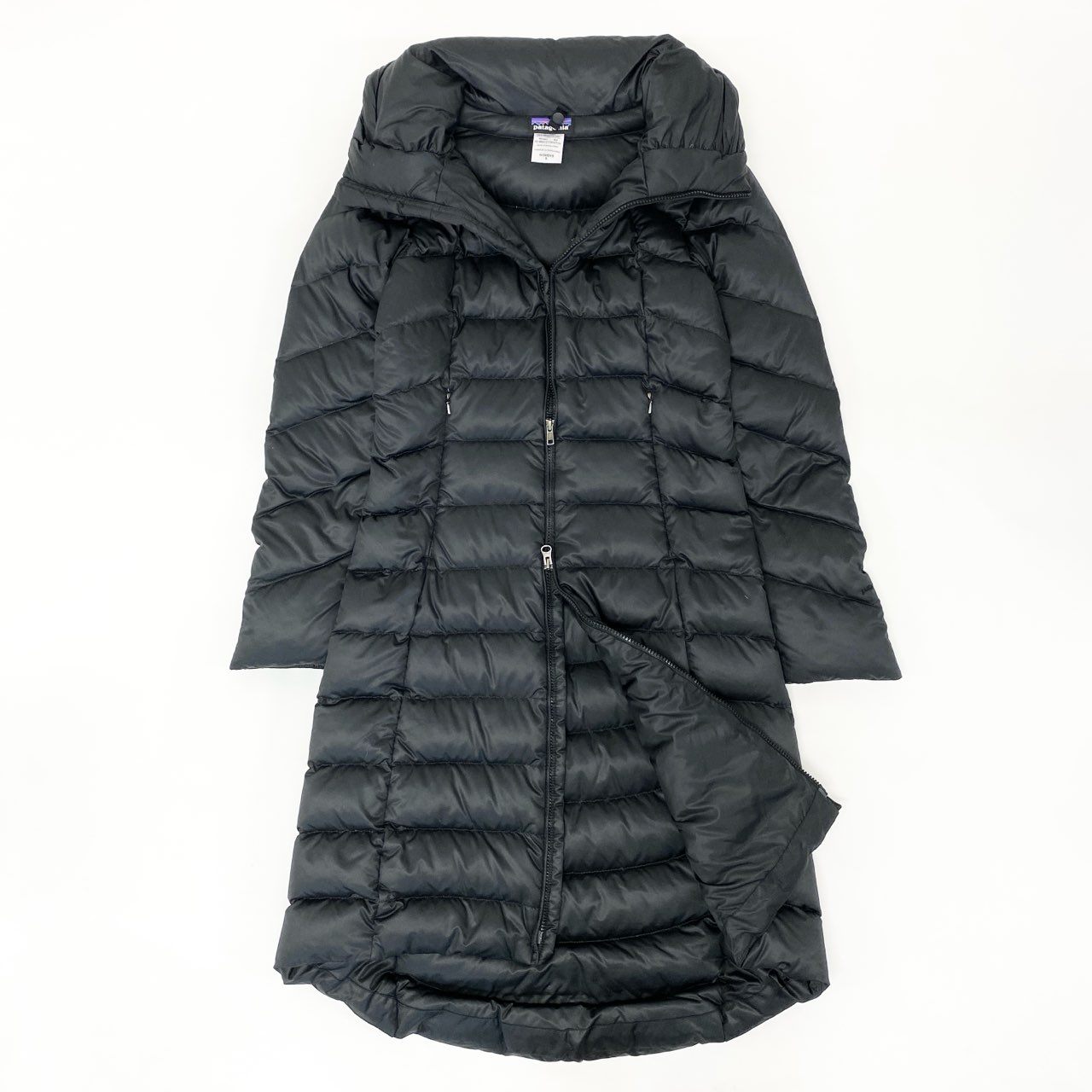 47h26 Patagonia パタゴニア フーデッド ロングダウンコート STY28467FA14 Sサイズ ブラックレディースo07t